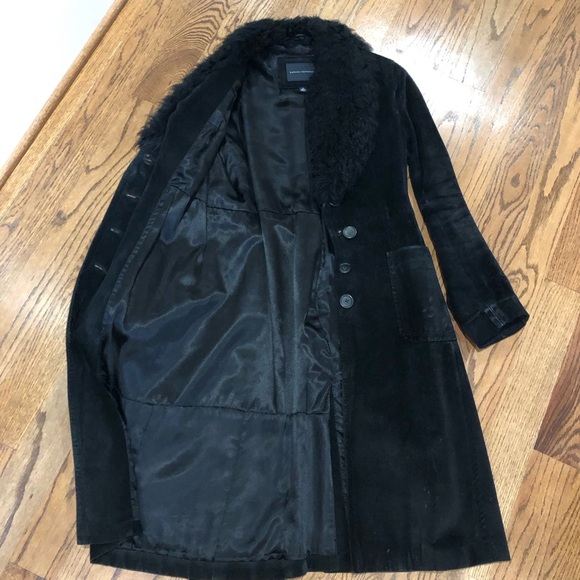 Banana Republic black suede coat with shearling trim XS S - Picture 3 of 6